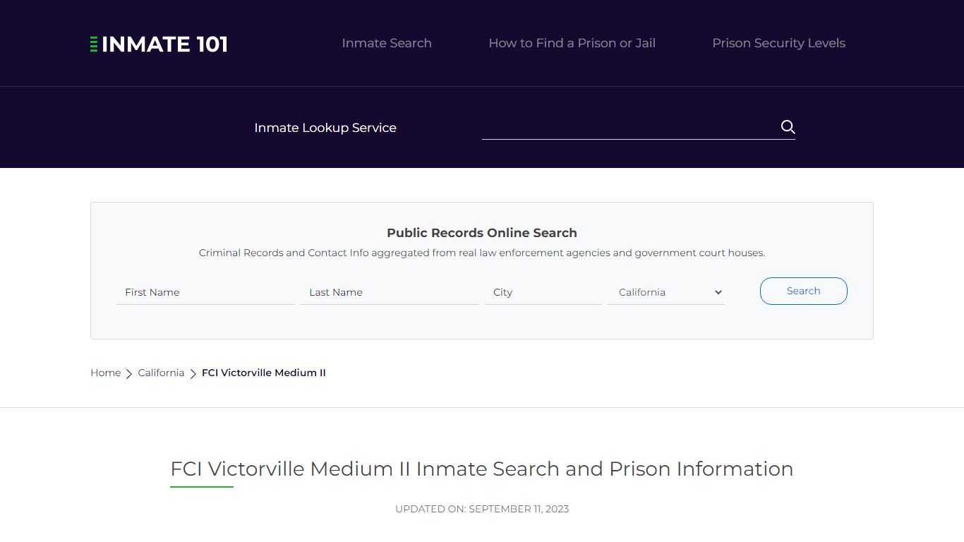 FCI Victorville Medium II Inmate Search | Lookup | Roster